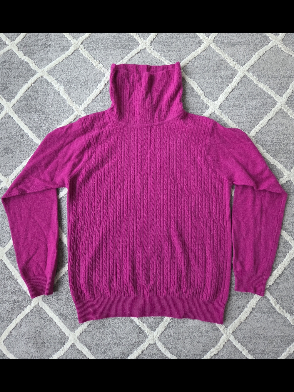 Women’s Fuchsia Cable Knit Turtleneck Sweater